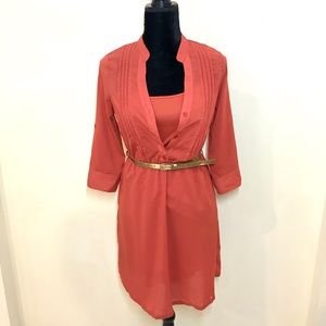 RUST SHIRT DRESS